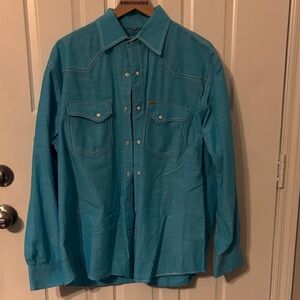 Rafter C teal Blue Western Shirt xl pearl snap